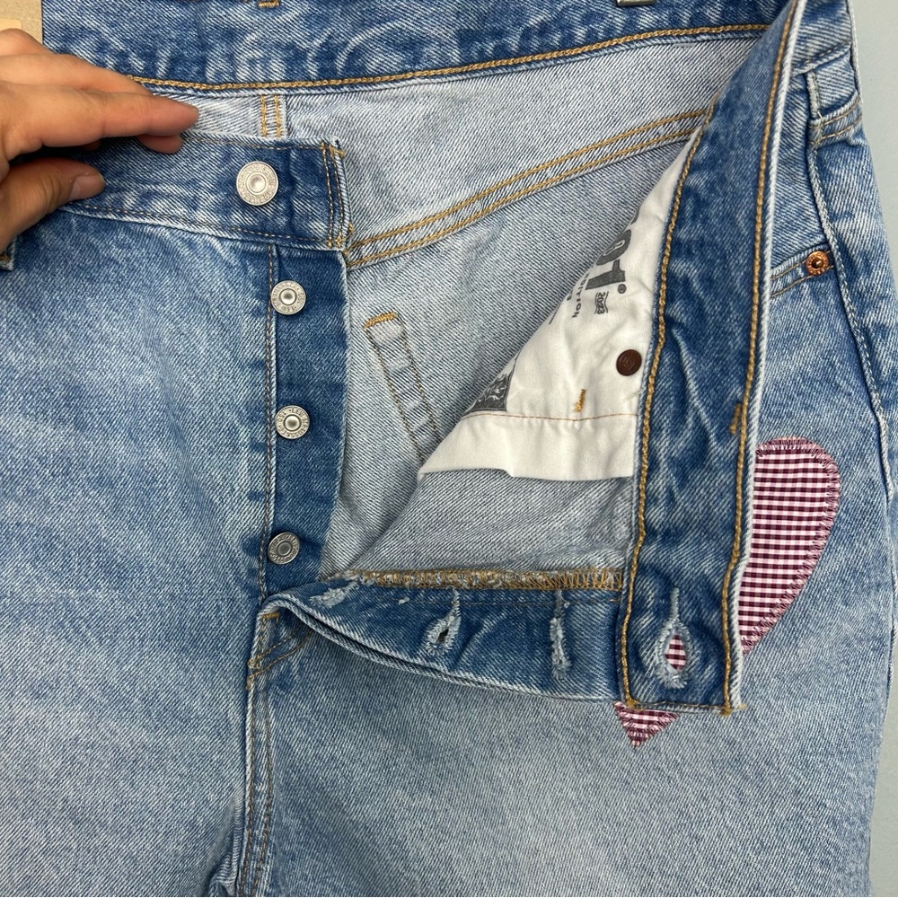Levi’s 501 150 anniv high rise women’s denim  patch heart size 16W button fly - Picture 12 of 16